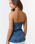 Dolly Denim Button Down Tube Top