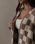 Aspen Cream & Tan Checkered Cardigan